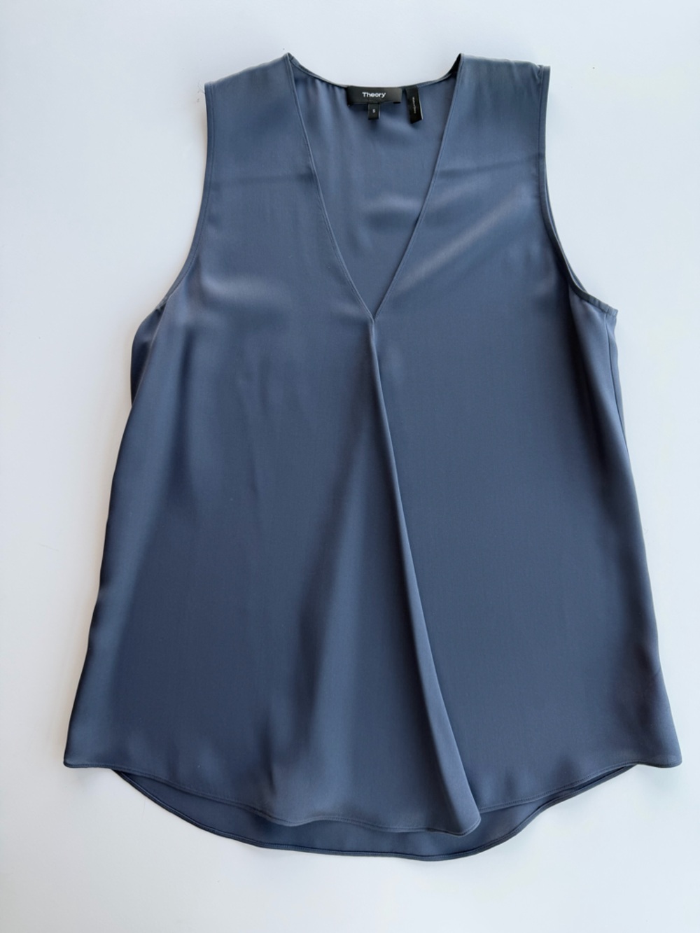 Theory Charcoal-Blue Silk Shell Top